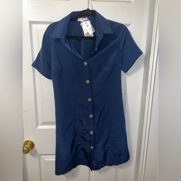 NWT BP. (Nordstrom) navy button up dress size small, extra button included! - Picture 2 of 6